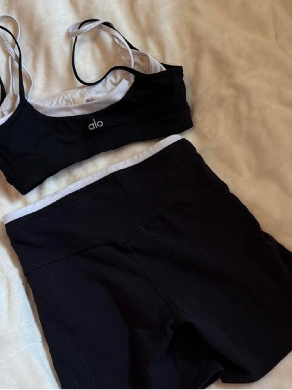 ALO Yoga Black and White Skirt Set